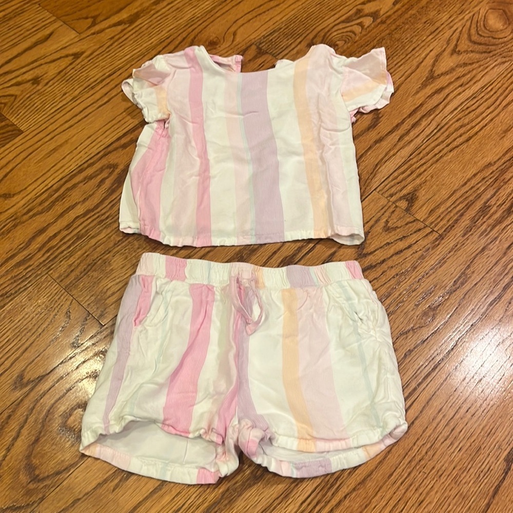 Splendid Girl’s Striped Tee Shorts Matching Set Size 5